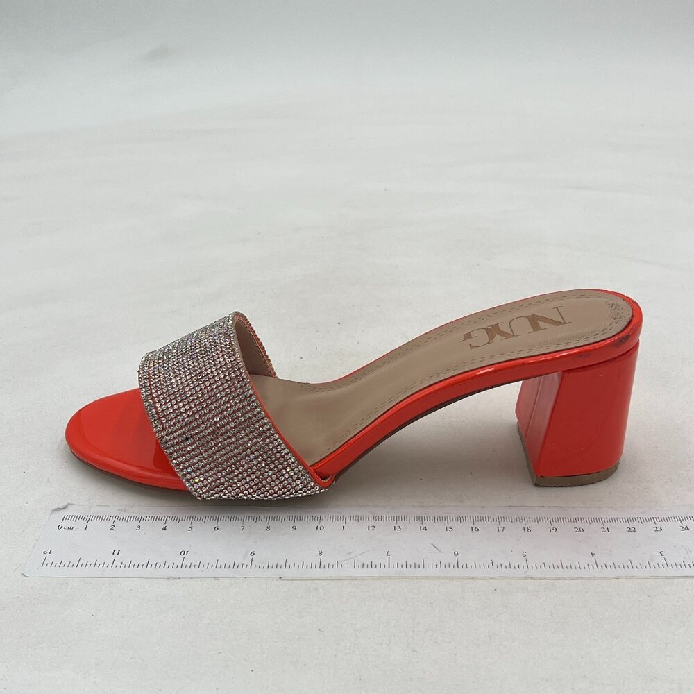XYD Women's Orange Chunky Heeled Sandals Slippers Shoes